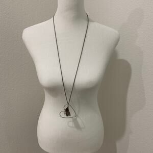 American Eagle Outfitters Boho Long Chain Feather Heart Pendant